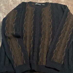 Bachrach Black and Brown Crewneck Sweater